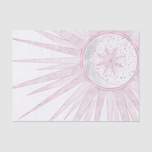 Papier Mousseline Elegant Pink Sun Moon Doodle Mandala White Design (Recto)