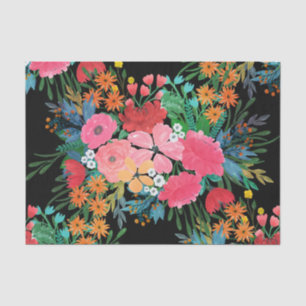 Papier Mousseline Elegant Pink watercolor Floral Bouquet Design