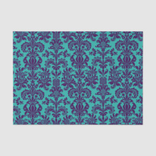 Papier Mousseline Élégant Purple Floral Damques Turquoise Arrière -