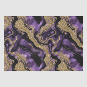 Papier Mousseline Elégant Purple & Gold Parties scintillant Agate An