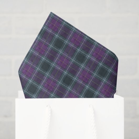 Papier Mousseline Elegant Purple Teal Plaid (Sac cadeau)