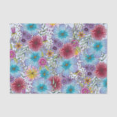 Papier Mousseline Élégant radiant Bohème Bleu Rouge Violet Fleurs (Recto)