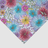 Papier Mousseline Élégant radiant Bohème Bleu Rouge Violet Fleurs (Détail)