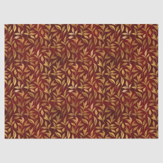Papier Mousseline Elegant Red Gold Leaf Botanical Christmas  (Recto)