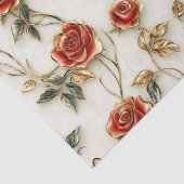 Papier Mousseline Élégant Red Gold Roses Vintages (Détail)