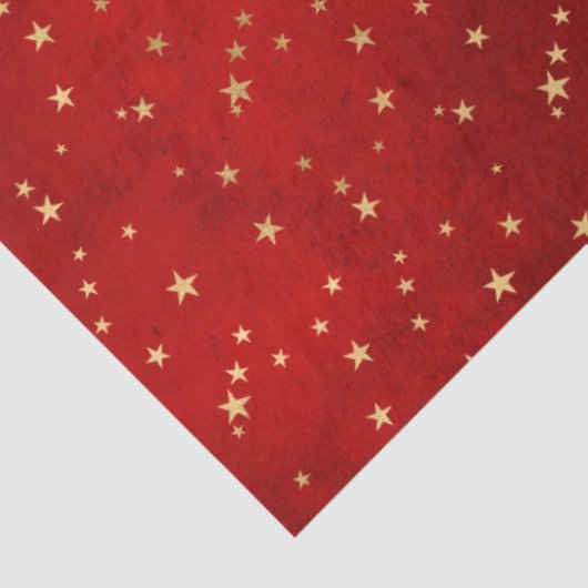Papier Mousseline Élégant Red Gold Stars Noël (Détail)