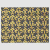 Papier Mousseline Elegant Rococo Revival Gold & Charcoal Baroque (Recto)