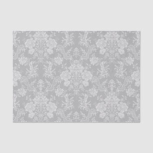 Papier Mousseline Élégant Romantique Chic Floral Damask-Grey