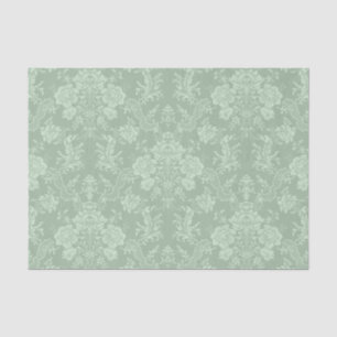 Papier Mousseline Élégant Romantique Chic Floral Damask-Sage Vert