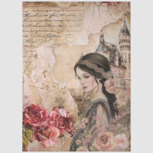 Papier Mousseline Élégant romantique fille Floral Art Abstrait Colla