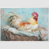 Papier Mousseline Élégant Rooster Floral Decoupage (Recto)
