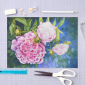 Papier Mousseline Elégant rose blanc classique aquarelle floral (Artisanat)