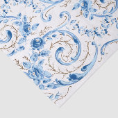 Papier Mousseline Élégant Rose et manuscrit victorien bleu (Détail)