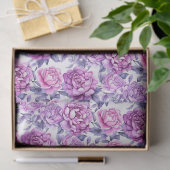 Papier Mousseline Élégant rose et violet floral (Cadeau)