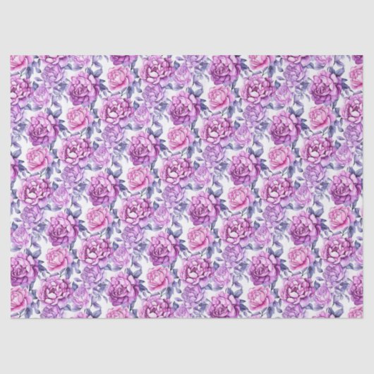 Papier Mousseline Élégant rose et violet floral (Recto)