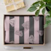 Papier Mousseline Élégant rose  or diamant bande motif (Cadeau)