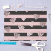 Papier Mousseline Élégant rose  or diamant bande motif (Artisanat)