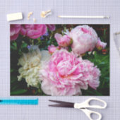 Papier Mousseline Elégant rose peony blanc floral jardin photo (Artisanat)
