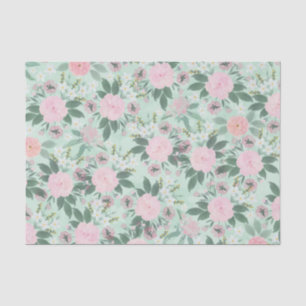 Papier Mousseline Elégant rose rose rose floral aquarelle peinture