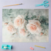 Papier Mousseline Élégant Roses rose clair et Découpage vert (Artisanat)