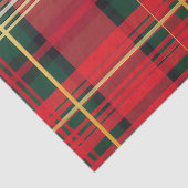Papier Mousseline Élégant Rouge et Vert Plaid 'Joy' Script Holiday (Détail)