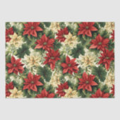 Papier Mousseline Élégant Rouge Poinsettia Floral Noël (Recto)