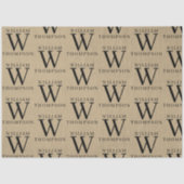 Papier Mousseline Élégant Rustic Kraft Nom Monogrammé (Recto)