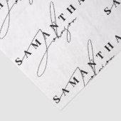 Papier Mousseline Élégant script de signature noir et blanc (Détail)