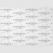 Papier Mousseline Élégant script de signature noir et blanc (Recto)