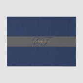Papier Mousseline Élégant Script Monogram Dark Navy Blue Grey & Gold (Recto)
