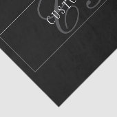 Papier Mousseline Élégant Script Monogramme modifiable noir gris bla (Détail)