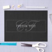Papier Mousseline Élégant Script Monogramme modifiable noir gris bla (Artisanat)