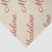 Papier Mousseline Élégant Script Red Name Tan (Détail)