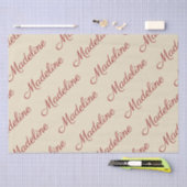 Papier Mousseline Élégant Script Red Name Tan (Artisanat)