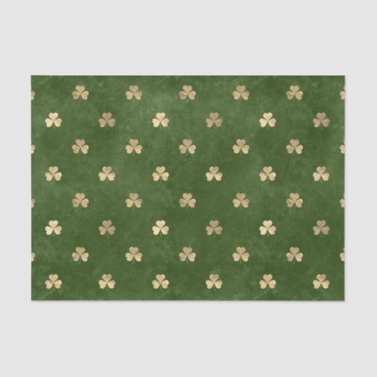 Papier Mousseline Élégant Shamrock d'or vert (Recto)