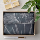 Papier Mousseline Elégant Silver Sun Moon Doodle Mandala Blue Design (Cadeau)