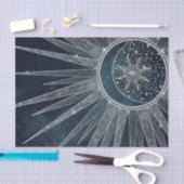 Papier Mousseline Elégant Silver Sun Moon Doodle Mandala Blue Design (Artisanat)