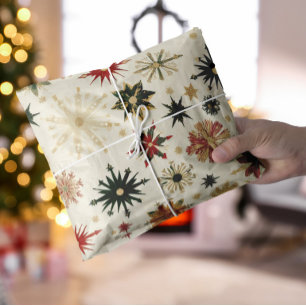 Papier Mousseline Élégant Snowflakes Gold de Noël