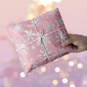 Papier Mousseline Élégant Snowflakes rose et blanc de Noël