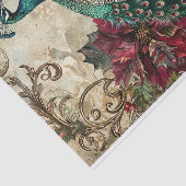 Papier Mousseline Elegant Teal Peacock Christmas Decoupage (Détail)