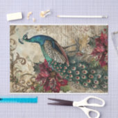 Papier Mousseline Elegant Teal Peacock Christmas Decoupage (Artisanat)