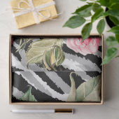 Papier Mousseline Élégant tigre d'argent floral (Cadeau)