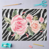 Papier Mousseline Élégant tigre d'argent floral (Artisanat)