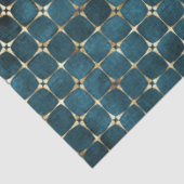 Papier Mousseline Elégant Turquoise foncé Velvet Or Plaid Luxe (Détail)