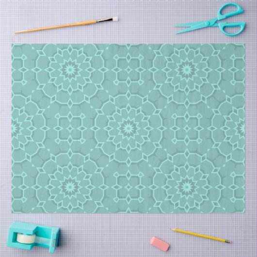 Papier Mousseline Elégant Turquoise Mosaïque Motif géométrique (Artisanat)
