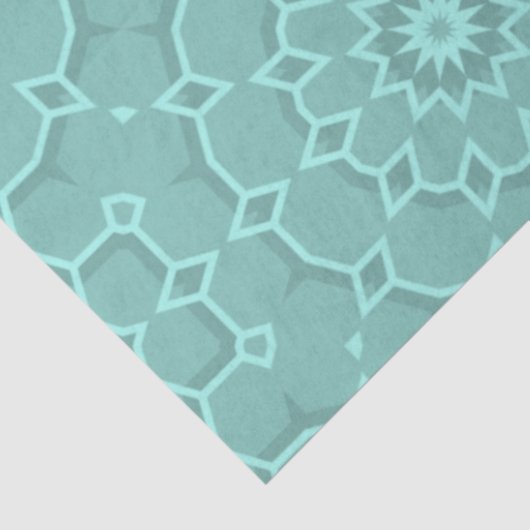 Papier Mousseline Elégant Turquoise Mosaïque Motif géométrique (Détail)