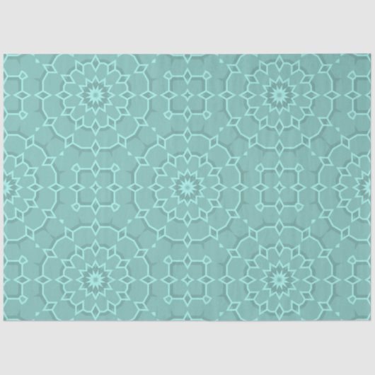 Papier Mousseline Elégant Turquoise Mosaïque Motif géométrique (Recto)