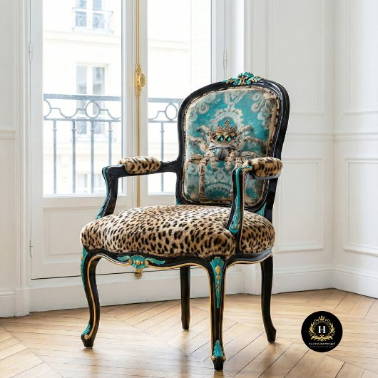 Papier Mousseline Élégant Turquoise Regal Crowned Spider Art