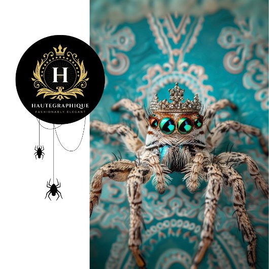 Papier Mousseline Élégant Turquoise Regal Crowned Spider Art