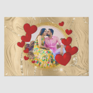 Papier Mousseline Élégant Valentines, Amour, Anniversaire Coeur Roug